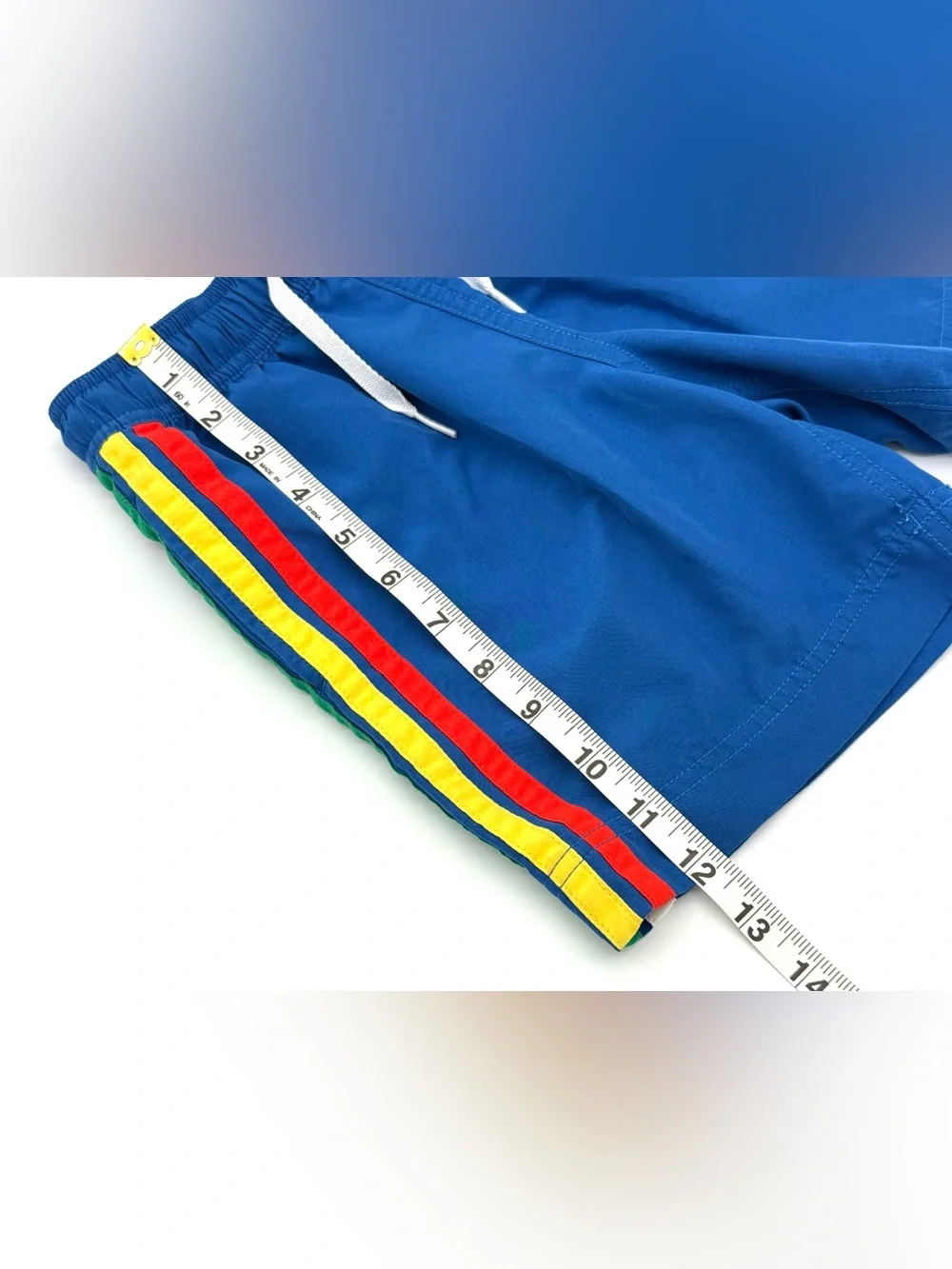 EUC Hanna Andersson Little Boys Rainbow Stripes Swim Trunks / Shorts in Blue 6-7